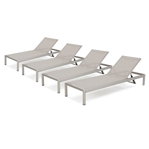 Christopher Knight Home 305554 Joy Outdoor Wicker and Aluminum Chaise Lounge Gray Finish 